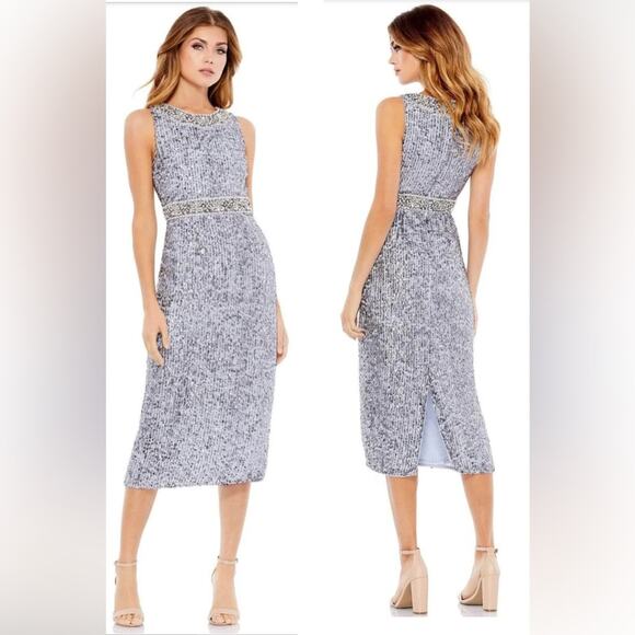 Mac Duggal 10739 - Sleeveless Linear Sequin Cocktail Dress - Picture 1 of 15